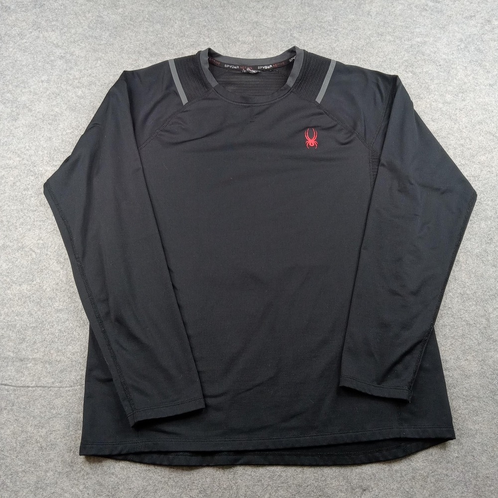 Spyder Shirt Mens Large Black Active Long Sleeve Athletic Top Gym Running